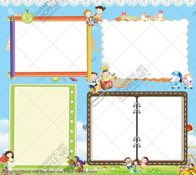 file vector khung nen lop mam non tranh tre em